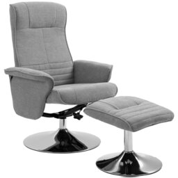 Rackhams Upholstered Swivel Recliner Armchair with Ottoman, Grey - Grey - thumbnail 2