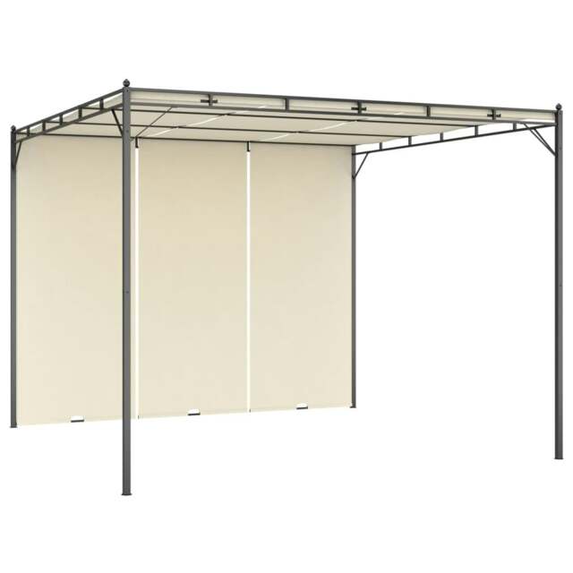 Rackhams Garden Gazebo with Side Curtain 3x3x2.25m Cream - Cream - Powder-coated steel, fabric (100% polyester)
