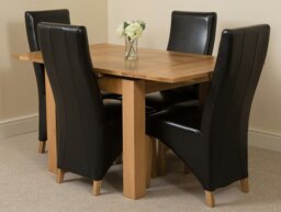 Rackhams Richmond Small Extending Oak Dining Set with Lola Leather Chairs - 6 chairs - Brown - thumbnail 2