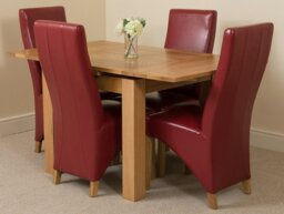 Rackhams Richmond Small Extending Oak Dining Set with Lola Leather Chairs - 6 chairs - Brown - thumbnail 5