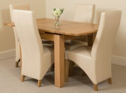 Rackhams Richmond Small Extending Oak Dining Set with Lola Leather Chairs - 6 chairs - Brown - thumbnail 3