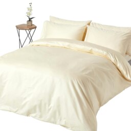 Rackhams Premium 1000 TC Egyptian Cotton Sateen Weave Duvet Cover Set - Cream - Double - thumbnail 2