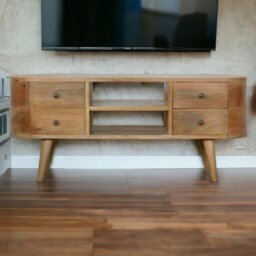 Rackhams Solid Wood Rounded Entertainment Unit - thumbnail 1