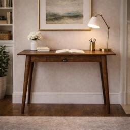 Rackhams Solid Wood Nordic Writing Desk in Classic Grey - thumbnail 1