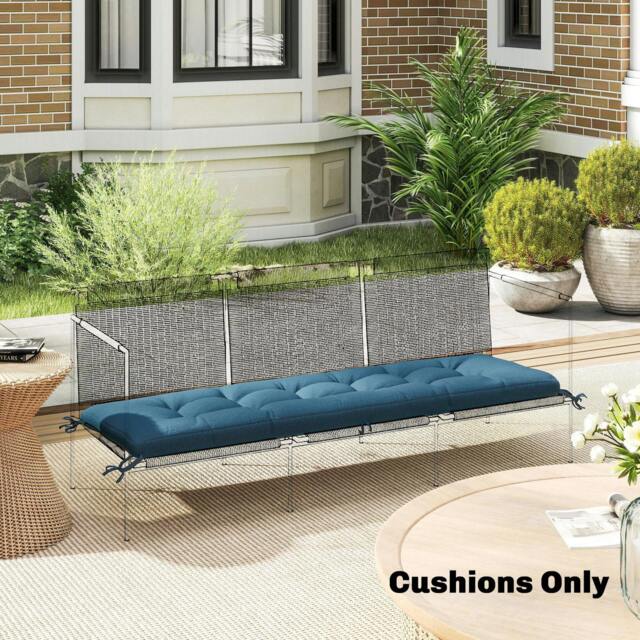 Rackhams Sun Lounger Cushion, Memory Foam Patio Chair Cushion with Ties - Blue - Outdoor Sofa Cushion - 65 x 198 x 13 cm - image 1