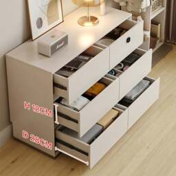Rackhams Hiroshi Coat Rack With Storage, Wardrobe With Coat Stand - 180cm ( 80cm Chest of Drawers + Coat Rack ) - thumbnail 4