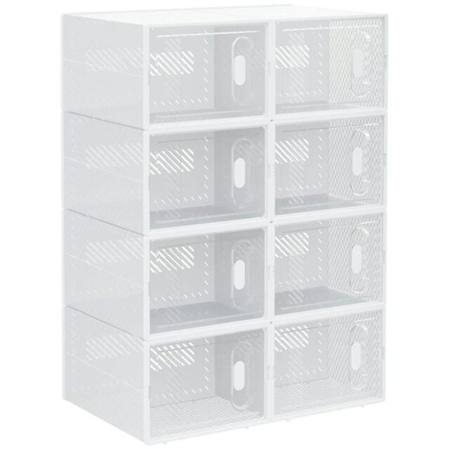 Rackhams 8PCS Clear Shoe Box, Plastic Stackable Shoe Storage Box for UK/EU Size up to 8.5/43 with Magnetic Door for Women/Men, 25 x 35 x 19cm - image 1