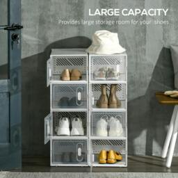 Rackhams 8PCS Clear Shoe Box, Plastic Stackable Shoe Storage Box for UK/EU Size up to 8.5/43 with Magnetic Door for Women/Men, 25 x 35 x 19cm - thumbnail 5