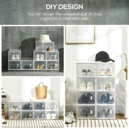 Rackhams 8PCS Clear Shoe Box, Plastic Stackable Shoe Storage Box for UK/EU Size up to 8.5/43 with Magnetic Door for Women/Men, 25 x 35 x 19cm - thumbnail 6