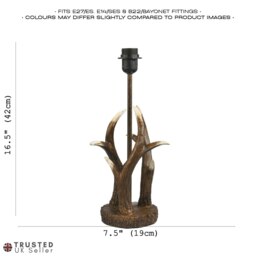 Rackhams Traditionally Designed Antler Resin Table Lamp Base in a Rustic Bronze Finish - thumbnail 6