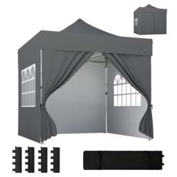 Rackhams Heavy Duty Pop Up Gazebo with Sides, UPF50+ Marquee Gazebo - Silver Grey - thumbnail 3