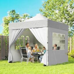 Rackhams Heavy Duty Pop Up Gazebo with Sides, UPF50+ Marquee Gazebo - Silver Grey - thumbnail 1