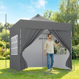 Rackhams Heavy Duty Pop Up Gazebo with Sides, UPF50+ Marquee Gazebo - Silver Grey - thumbnail 4