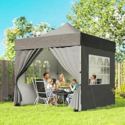 Rackhams Heavy Duty Pop Up Gazebo with Sides, UPF50+ Marquee Gazebo - Silver Grey - thumbnail 2