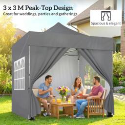 Rackhams Heavy Duty Pop Up Gazebo with Sides, UPF50+ Marquee Gazebo - Silver Grey - thumbnail 5