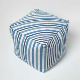 Rackhams Blue and White Stripe Bean Filled Pouffe - 45 x 40 cm - thumbnail 4
