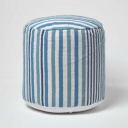 Rackhams Blue and White Stripe Bean Filled Pouffe - 45 x 40 cm - thumbnail 1