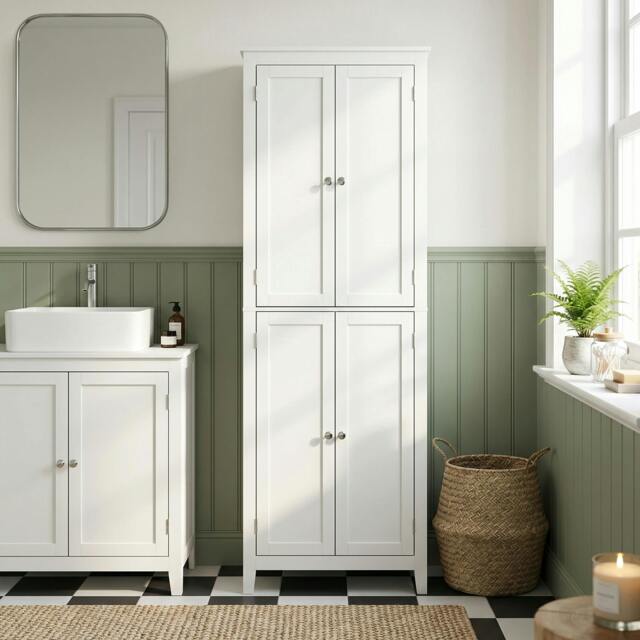 Rackhams 170 cm Tall Bathroom Storage Cabinet with Adjustable Shelves