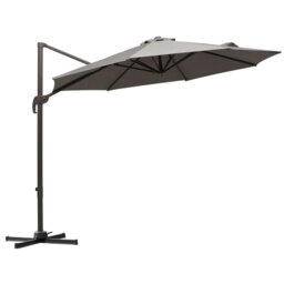 Rackhams 3M Cantilever Parasol, Hanging Garden Umbrella Sun Shade with 360° Rotation, Aluminium Frame, Cross Base, Hand Crank, Beige - Beige - Φ2.95 x 2.5H (M) - thumbnail 6