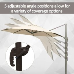 Rackhams 3M Cantilever Parasol, Hanging Garden Umbrella Sun Shade with 360° Rotation, Aluminium Frame, Cross Base, Hand Crank, Beige - Beige - Φ2.95 x 2.5H (M) - thumbnail 4