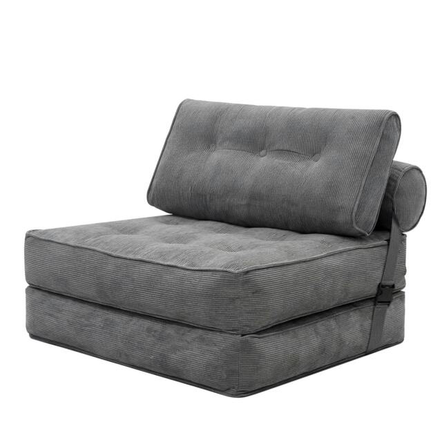 Rackhams Convertible Sofa Bed 3-IN-1 Portable Boneless Counch Lightweight Foldable - Grey