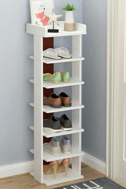 Rackhams 7 Tiers Shoe Rack Organizer Storage Stand Shelf Space Saving - White - White - One Size - image 1