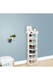 Rackhams 7 Tiers Shoe Rack Organizer Storage Stand Shelf Space Saving - White - White - One Size - thumbnail 6