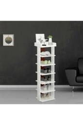 Rackhams 7 Tiers Shoe Rack Organizer Storage Stand Shelf Space Saving - White - White - One Size - thumbnail 4