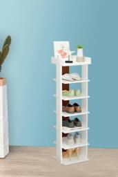 Rackhams 7 Tiers Shoe Rack Organizer Storage Stand Shelf Space Saving - White - White - One Size - thumbnail 2