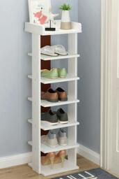Rackhams 7 Tiers Shoe Rack Organizer Storage Stand Shelf Space Saving - White - White - One Size