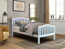 Rackhams Madrid Solid Wooden Curved Bed Frame - Distinctive & Durable Addition for Your Bedroom Sanctuary - White - 5ft - thumbnail 1