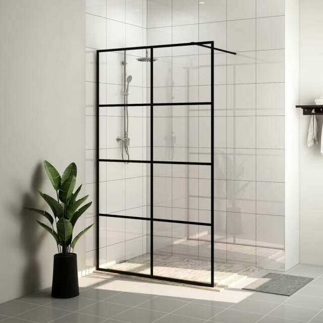 Rackhams Walk-in Shower Wall with Clear ESG Glass 140x195 cm Black