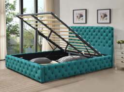 Rackhams Tufted Fabric Gas Lift Ottoman Bed Frame, 3ft, 4ft6, or 5ft Grey Green Bedroom - Green - King