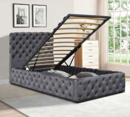 Rackhams Tufted Fabric Gas Lift Ottoman Bed Frame, 3ft, 4ft6, or 5ft Grey Green Bedroom - Green - King - thumbnail 3