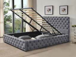 Rackhams Tufted Fabric Gas Lift Ottoman Bed Frame, 3ft, 4ft6, or 5ft Grey Green Bedroom - Green - King - thumbnail 4
