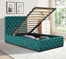 Rackhams Tufted Fabric Gas Lift Ottoman Bed Frame, 3ft, 4ft6, or 5ft Grey Green Bedroom - Green - King - thumbnail 2