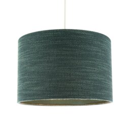 Rackhams Designer Bobbled and Textured Linen Lamp Shade in Dark Emerald Green - thumbnail 2
