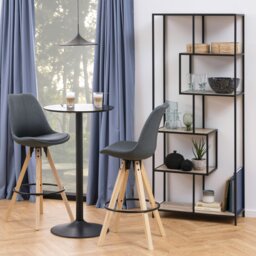 Rackhams Seaford Tall Black Metal Bookcase with 5 Sonoma Oak Shelves - 1 - Black and Natural - Wood - thumbnail 4