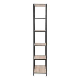 Rackhams Seaford Tall Black Metal Bookcase with 5 Sonoma Oak Shelves - 1 - Black and Natural - Wood - thumbnail 3