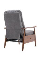 Rackhams Grey Manual Recliner with Walnut Colored Wooden Armrests - Grey - thumbnail 4