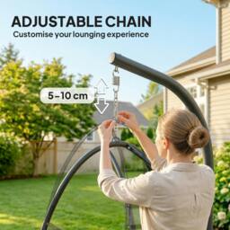 Rackhams Hanging Egg Chair, Swinging Hammock Chair with Stand, Dark Grey - Dark Grey - 1 - Swing Chair - thumbnail 6