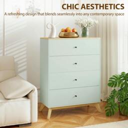 Rackhams Chest of Drawers, 4 Drawer Storage Cabinet, Light Green and Oak - thumbnail 5