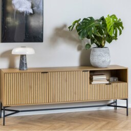 Rackhams Jaipur Sideboard with  2 Doors and 1 Drawer in Black - Oak - 180 - 1 - thumbnail 6