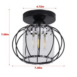 Rackhams Metal Lantern Shape 1-Light Pendant Light - Black - thumbnail 5