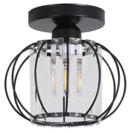 Rackhams Metal Lantern Shape 1-Light Pendant Light - Black - thumbnail 4