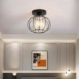 Rackhams Metal Lantern Shape 1-Light Pendant Light - Black