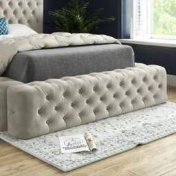 Rackhams Grand Milan Pleated Upholstery Bed Frame - Cream - Silver - Single - thumbnail 3