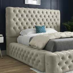 Rackhams Grand Milan Pleated Upholstery Bed Frame - Cream - Silver - Single - thumbnail 2