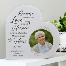 Rackhams Personalised Botanical Memorial Photo Upload Free Standing Heart Ornament - thumbnail 4