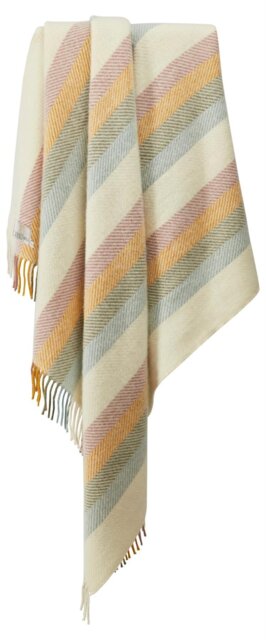 Rackhams Lifestyle Stripe Throw/Blanket Primrose 100% New Wool Made in the UK - Multi - image 1